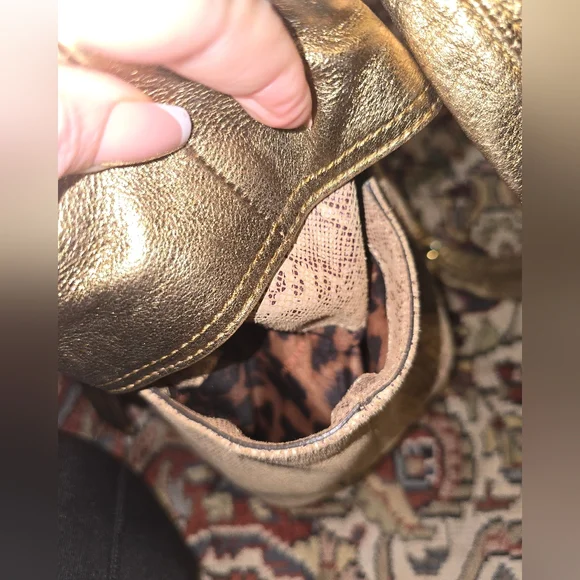 B. Makowsky Gold and Snakeskin Shoulder Bag